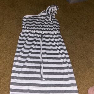 One shoulder striped summer dress